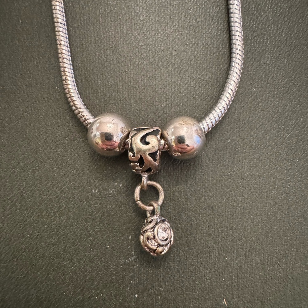 Silver Chain Necklace with 3 Charms - Picture 5 of 7